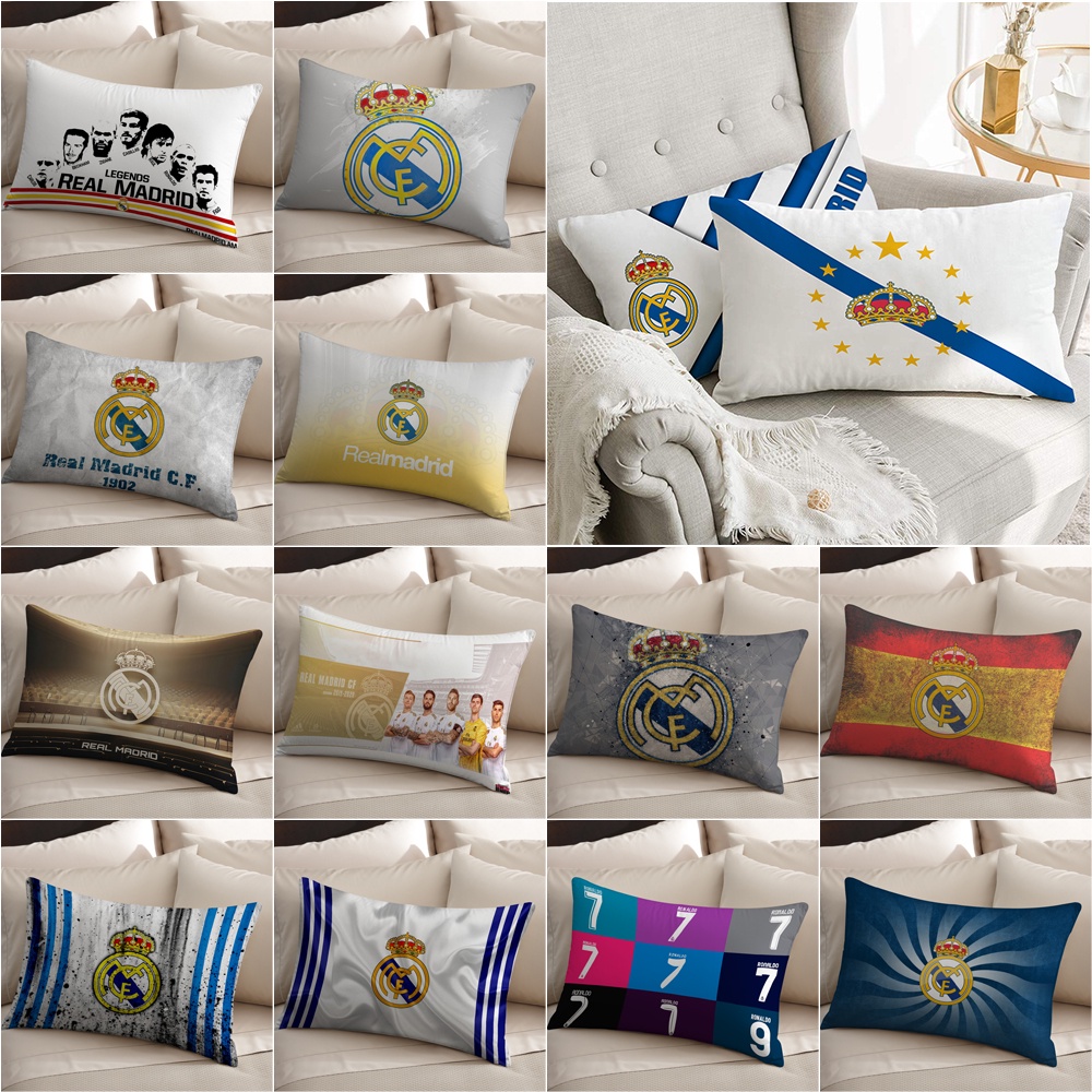 Áo Thun In Logo real madrid Thời Trang Năng Động Vỏ Gối polyester In logo Câu Lạc Bộ Bóng Đá Một Mặt Trang Trí Nhà Cửa Làm Quà Tặng Tốt Nhất (Không Có Lõi)