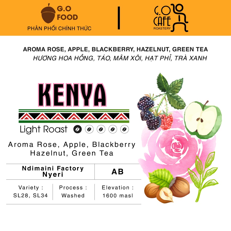 Specialty Coffee, Cà phê đặc sản Kenya Nyeri Ndimaini Factory AB Washed