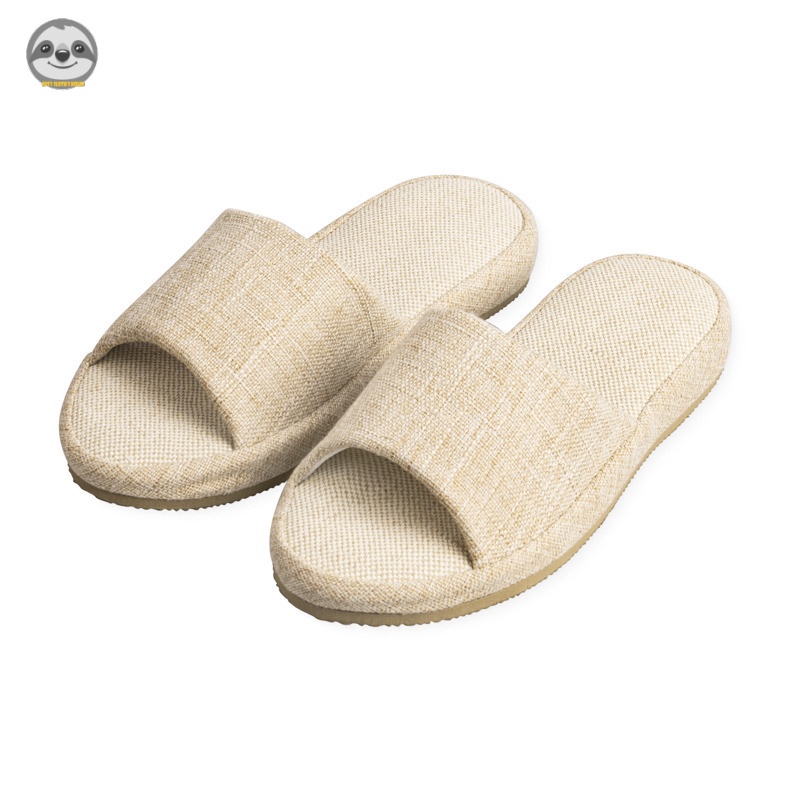 Dép hở ngón màu trơn phong cách Nhật Bản Muji, vải lanh cotton, đế chống thấm nước
