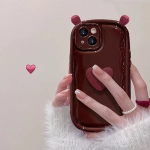Sang Trọng Ốp Điện Thoại Mềm Chống Sốc Hình Tai Trái Tim Cho iphone15 14 13 12 11 pro max ixs max xr xs
