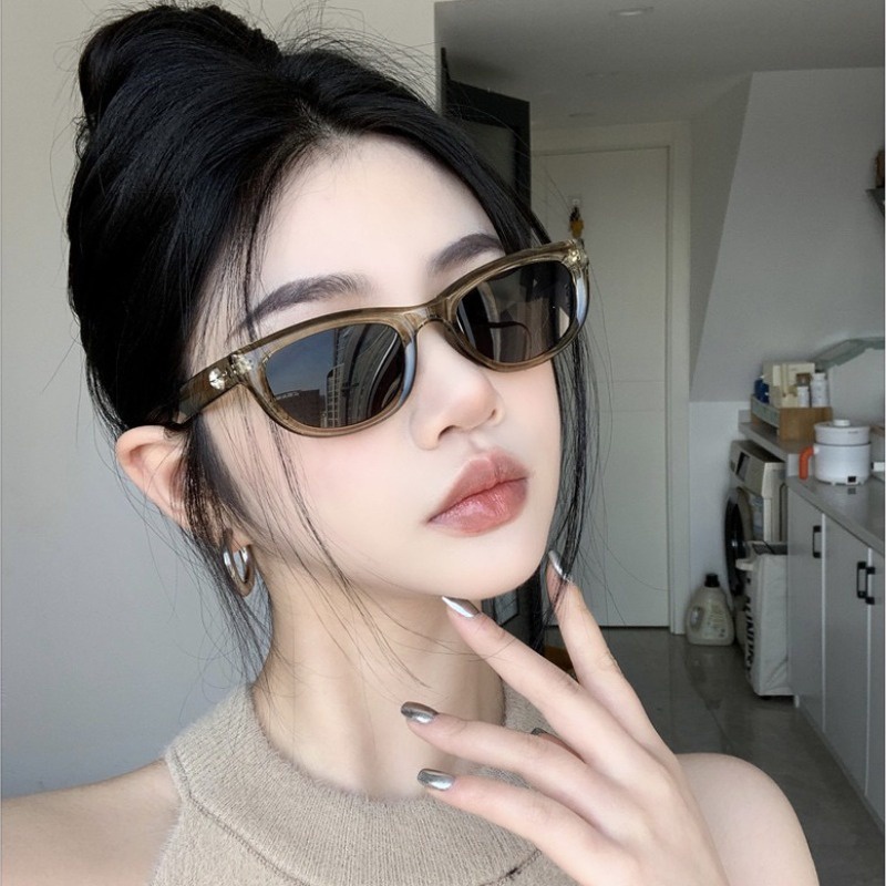 (jiuerba) Kính Râm Mắt Mèo Hình oval Màu Xanh Ô Liu Thời Trang Hàn Quốc Cho Nữ | BigBuy360 - bigbuy360.vn