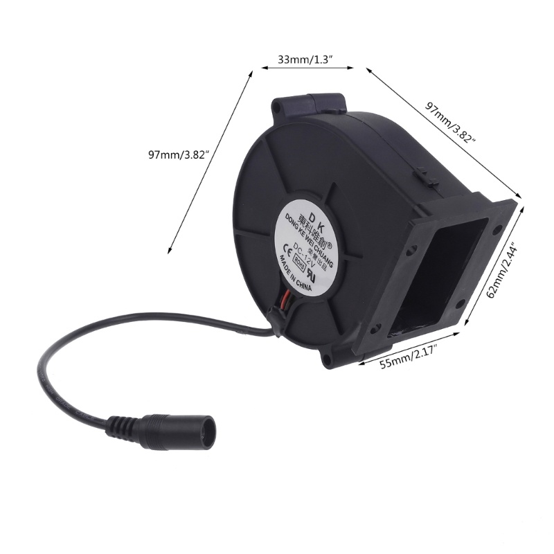 Quạt nướng vòng bi Bang DC12V 5 5x2 1mm 5300R phút Quạt thổi khí 97x97x33mm cho sản phẩm điện tử Thịt nướng