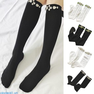 Vớ Dài Đến Đầu Gối Đính Đá Pha Lê Nhân Tạo Kẻ Sọc Ngang vipdeal1 Phong Cách lolita Mùa Hè Dành Cho Bạn Nữ