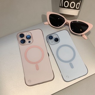 Ốp điện thoại không khung siêu mỏng cho IPhone 16 15 ProMax 14 Plus 13 12 Pro Max có bảo vệ ống kính Vỏ điện thoại hút từ tính bằng nhựa bán trong suốt T09