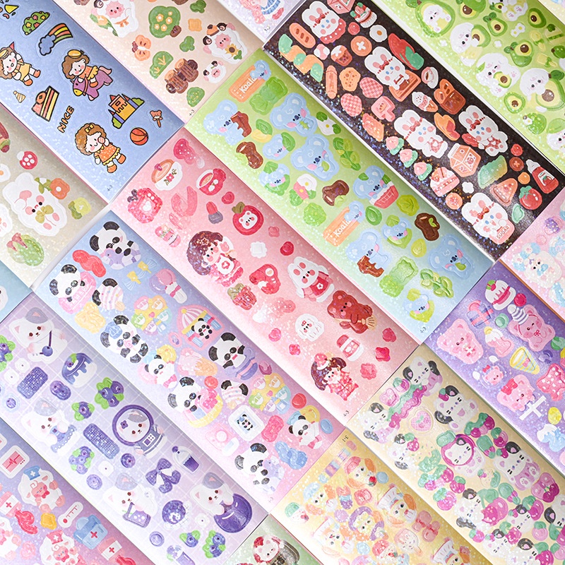 100 tờ Phim hoạt hình dễ thương Shiny Stickers lấp lánh dài 13x4,5cm ...