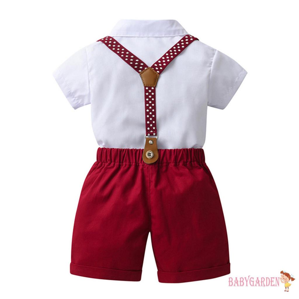 Bộ quần áo bé trai 6 tháng-5 tuổi Áo sơ mi ngắn tay có thắt nơ + Quần Short tổng thể cho năm mới Giáng sinh