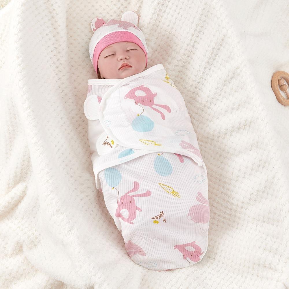 TPKSF98 Quấn quấn tã cho bé, Túi ngủ mềm mại chống đá cho trẻ sơ sinh, Bán chạy Bộ mũ Cotton ấm áp có thể điều chỉnh Unisex Trẻ sơ sinh