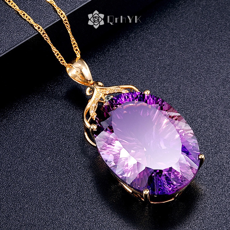 Dây Chuyền Mặt Đá Thạch Anh Tím Thời Trang Dành Cho Nữ Mới