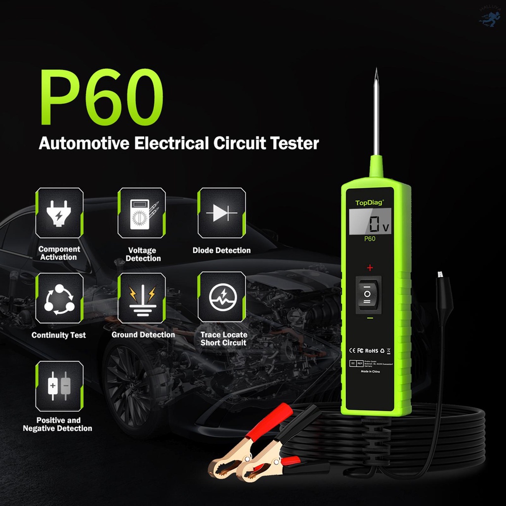 Thiết Bị Kiểm Tra Mạch Điện P60 6-30V DC Có Màn Hình LCD Cho Xe Hơi Hall-109