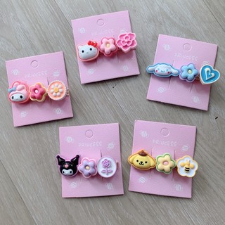 MEOWU Kẹp Tóc Mái Sanrio Mùa Hè Bông Hoa Phong Cách Hàn Quốc Melody Kitty Hồng