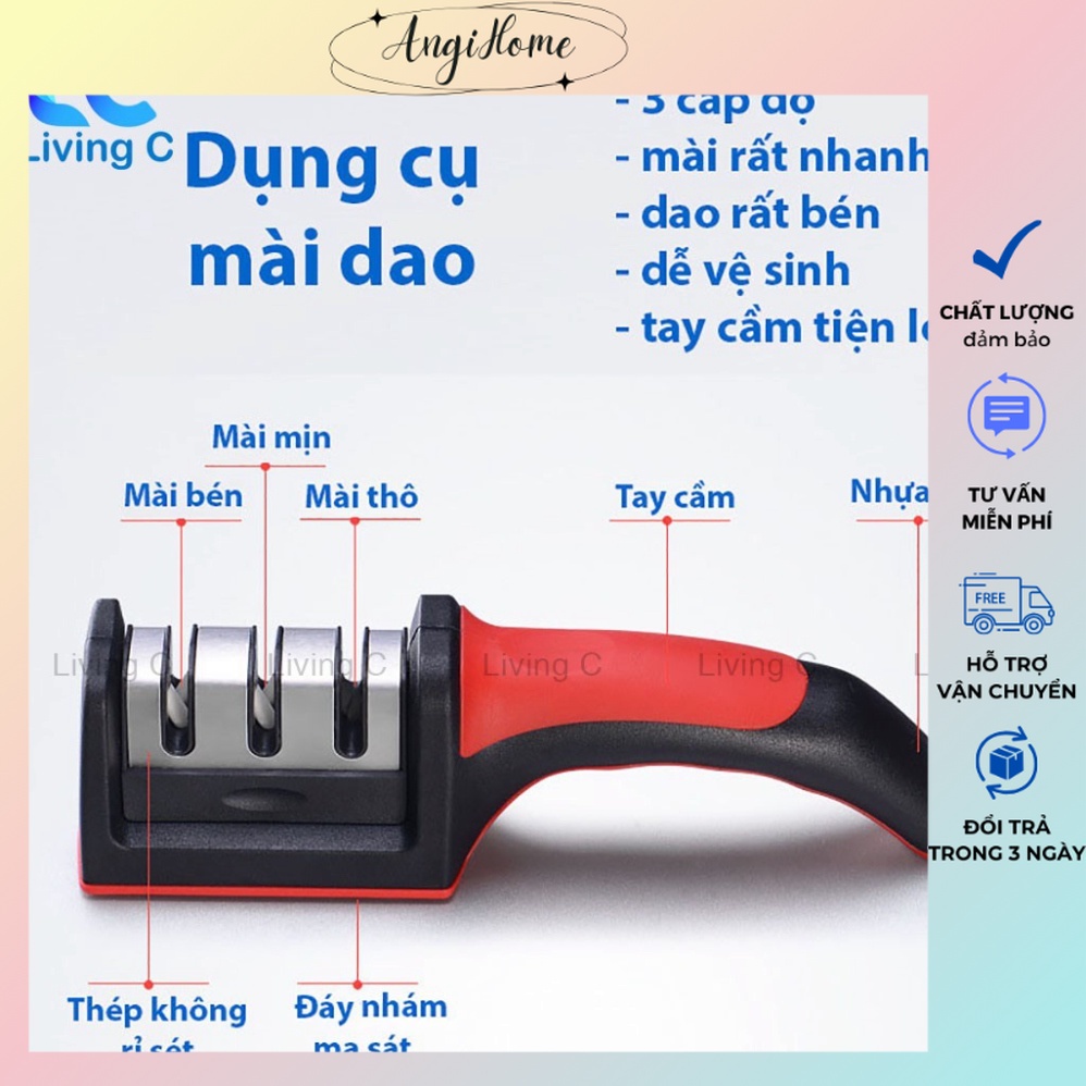 Dụng cụ mài dao kéo 3 cấp độ cầm tay Living C - Mài dao 3 cấp độ nhanh bén siêu tiện lợi - Đá Mài Dao 3 Cấp Độ ANGIHOME