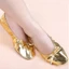 THEGIRL8B Belly Dancing Shoes, Bowknot Golden Indian Dance Shoes, Thoải Mái Mũi Tròn Da Cuộn Lên Ballerina Flats Prom