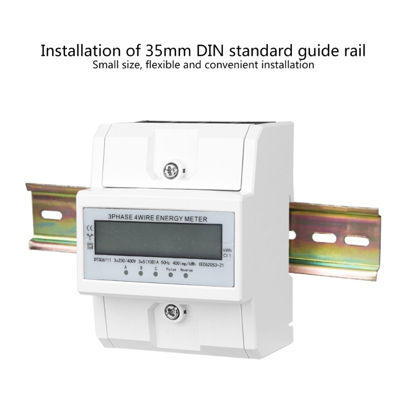 Kikin 3 Pha 4 Dây Đồng Hồ Đo Năng Lượng Điện 3x 220V 380V DIN Rail Đồng Hồ Đo Trung Cấp Để Đo Nguồn Điện Syst