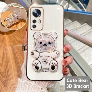 ốp lưng xiaomi 12 12 lite 12t 12t pro Ốp Điện Thoại tpu Dẻo Mạ Màu 3d In Hình Gấu Nhỏ Đáng Yêu Có Giá Đỡ Cho xiaomi 12 12 lite 12t 12t pro