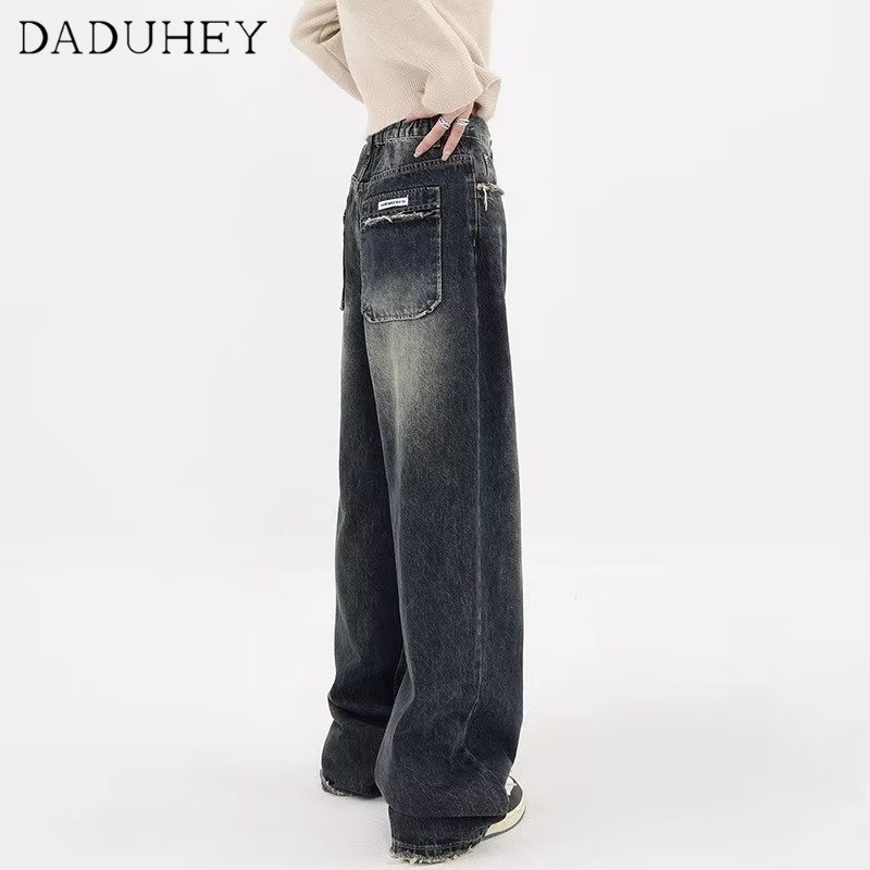 Ảnh Quần jean DADUHEY cạp cao ống rộng phong cách đường phố Mỹ thời trang cao cấp 2023 size lớn 3