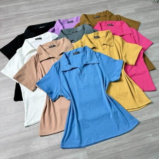 Áo thun nữ bolo bigsize chất liệu thun gân tăm áo thun oversize polo qua rốn thoáng mát co giãn tốt trẻ trungACB