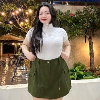 Chân váy kaki thời trang năng động bigsize nữ dáng chữ A ngắn có túi trang trí 2 bên dây rút phong cách đơn giãn CV18