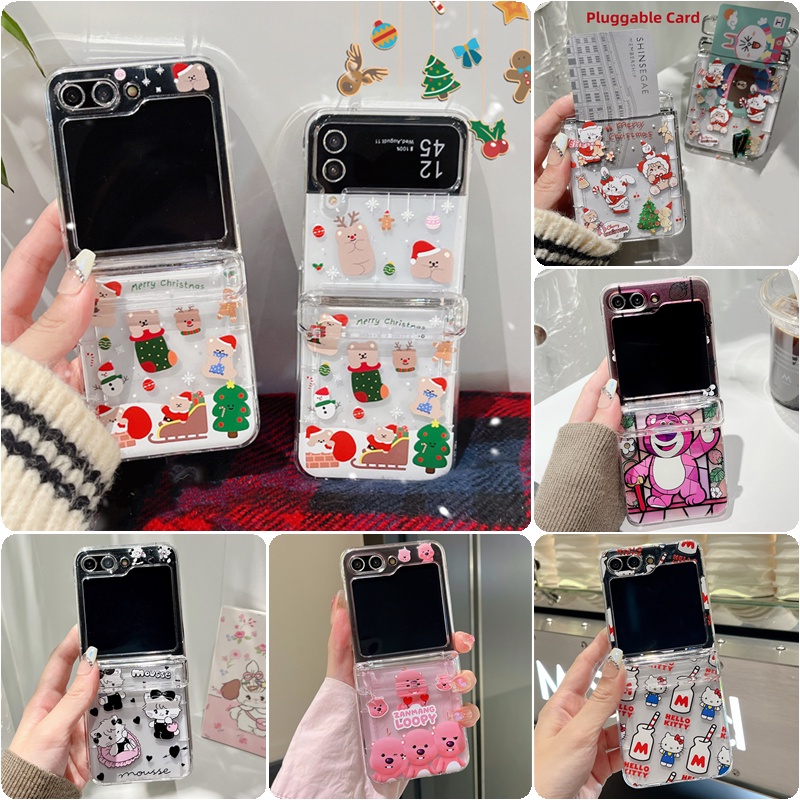 Dễ Thương Ốp Điện Thoại pc Cứng Trong Suốt Chống Sốc Dạng Ví Hình Gấu Cho samsung galaxy z flip 5 z flip 4 z flip 3 5g flip3 flip4 flip5