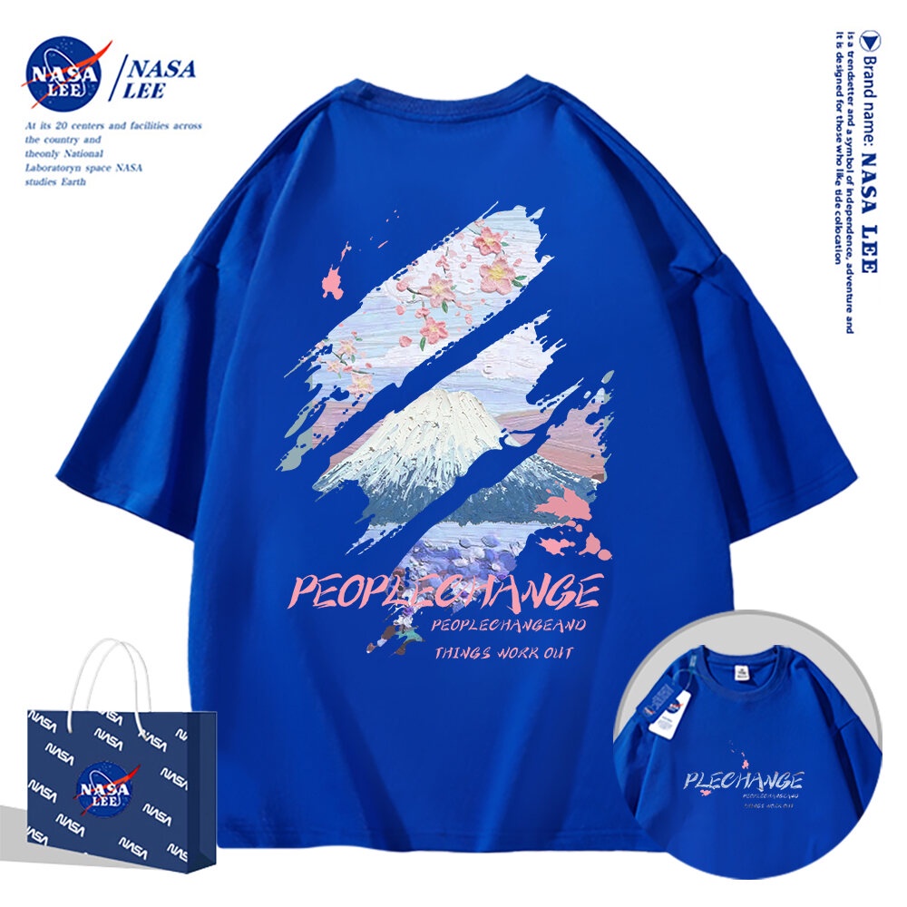 🔥Hàng có sẵn🔥Nasa Đồng Thương Hiệu Dạo Phố Mặc Áo Thun Ngắn Tay Nam Mùa Hè 2024 Phong Cách Mới Cotton Nguyên Chất Rời Thường Ngày Thanh Niên Sinh Viên