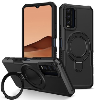 Dành Cho Vivo Y20 2021 Y20S Y20i Y12S Y12A Y20S G Ốp điện thoại Có Giá Đỡ Vòng PC Cứng Mặt Sau Mềm TPU Edge Quân Sự Cấp Chống Rơi Vỏ Mỏng Chống Sốc