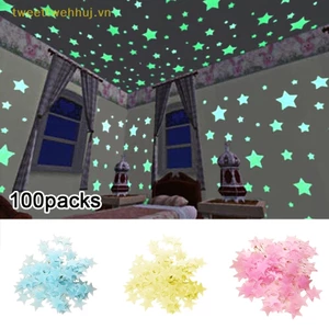 Set 100 sticker Ngôi Sao Dạ Quang Dán Trang Trí Tường Độc Đáo vn