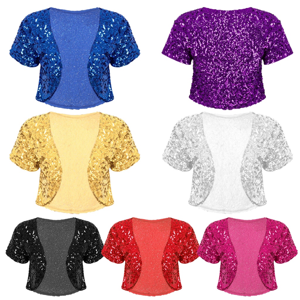 Phụ Nữ Sáng Bóng Sequin Crop Áo Khoác Lấp Lánh Áo Khoác Áo Cardigan Áo Khoác Ngoài Sân Khấu Trình Diễn Trang Phục