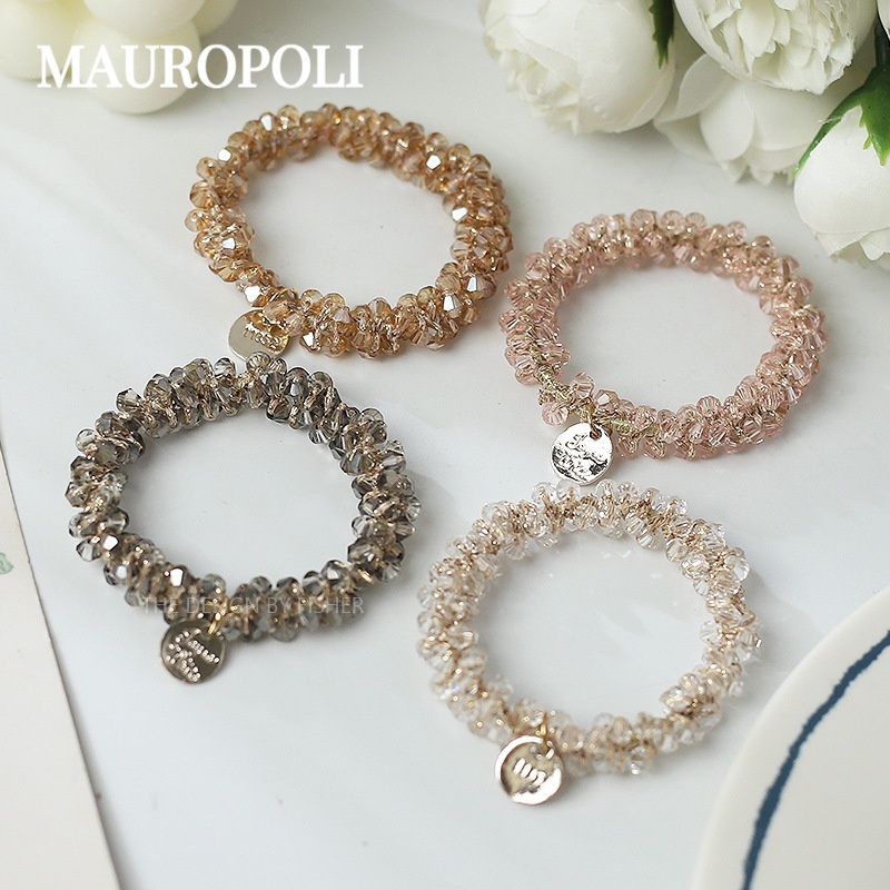 Mauropoli [Sẵn sàng] Dây buộc tóc pha lê đơn giản Tính khí nữ Thanh lịch Hàn Quốc Dongdaemun
