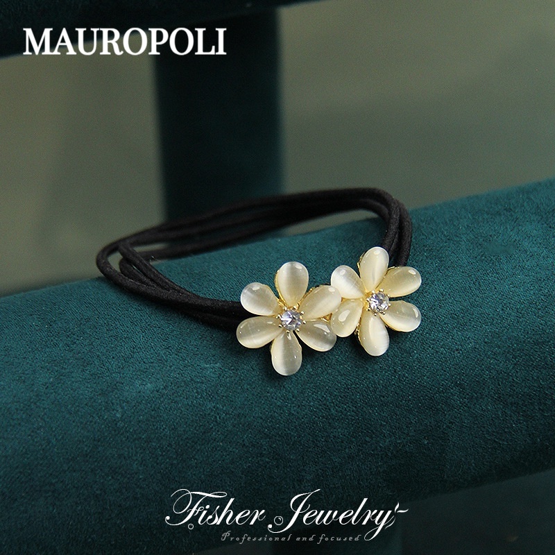 Mauropoli [Sẵn sàng] Băng đô kim loại mắt mèo Phiên bản Hàn Quốc Mũ đội đầu Vòng tóc sang trọng Đơn giản Dây cao su đàn hồi cao Dây buộc đầu bóng