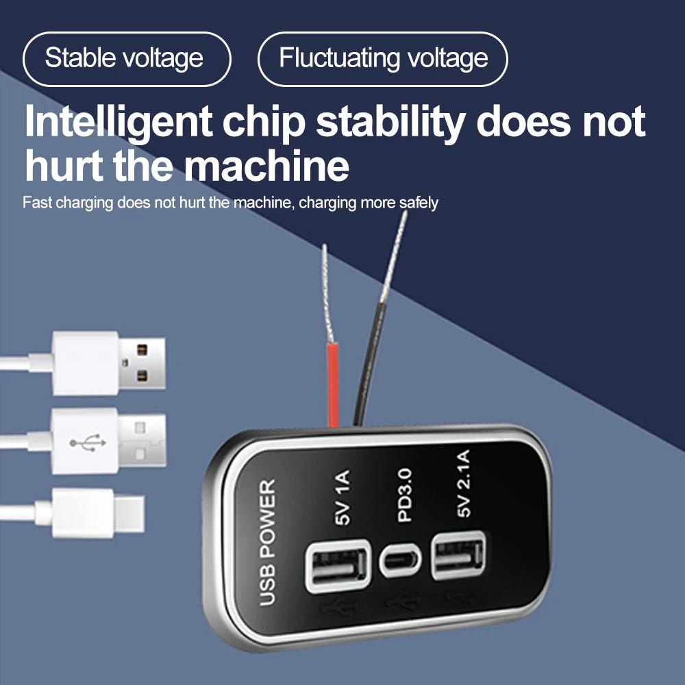 Bộ Sạc 12 / 24V PD Type-C 2.1A 1A Hai Cổng USB Cho Xe Hơi / Xe Tải / Tàu Thuyền / RV