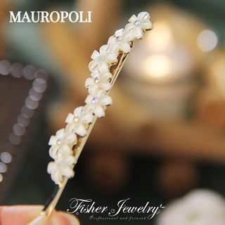 Mauropoli Bộ kẹp tóc hoa đường cong ngọc trai cổ tích, tinh tế, kẹp phẳng giữ tóc gãy, phụ kiện tóc