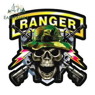 EARLFAMILY 13cm x 12.8cm Cho Quân Đội Ranger Đầu Lâu Súng Xe Hơi Miếng Dán Cá Tính Decal Chống Thấm Nước Xe Máy Cản RV Đồ Họa Vui Nhộn