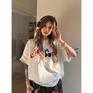 HIIXIIVI 2025 Mới Áo Thun Nữ Tay Ngắn In Hình, Cotton, Cổ Tròn, Oversize, Unisex, OOTD, Baggy, Độc Đáo, Tee
