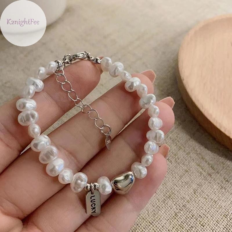 K2nightfee Mới Trái Tim Tình Yêu Ngọc Trai Có Thể Điều Chỉnh Vòng Tay Nữ Ngọc Trai Thanh Lịch Vòng Tay Tiệc Cưới Trang Sức Thời Trang Quà Tặng VN