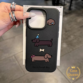 Ốp lưng chó Dachshund hoạt hình sáng tạo màu hồng dễ thương Tương thích cho IPhone 13 15 11 16 12 14 Pro Max 16 15 14 Plus XR X XS Max Vỏ mềm họa tiết da sang trọng