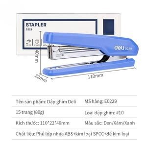 Dập ghim số 10 Deli 0229 I Bấm kim 15 tờ / lần dùng kim bấm số 10 Deli