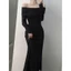 Đầm váy nữ thu đông dáng dài thiết kế trễ vai ôm body tôn dáng phong cách sexy quyến rũ XIMIMI SP238