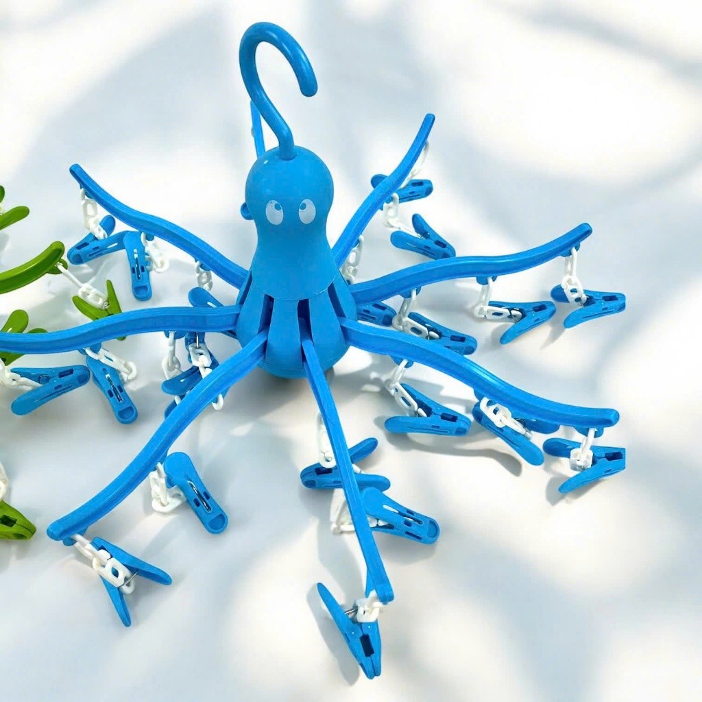 Móc Áo Bạch Tuột 24 Kẹp Vinh Nam Plastic Kiểu Dáng Dễ Thương Thiết Kế Dạng Dù Tiện Lợi Mã 300