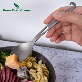 Boundless Voyage- Thìa Spork Titan có Dụng Cụ Mở Chai Bộ Đồ Ăn Ngoài Trời 3 Trong 1 Cắm Trại Dao Kéo Dã Ngoại Di Động Flatware