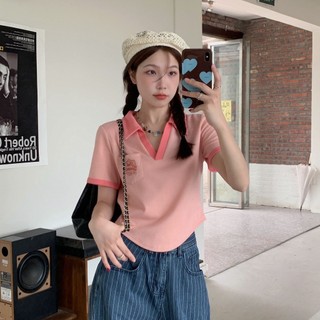 Áo Thun Polo Tay Ngắn áo croptop nữ Cho Nữ áo sơ mi cổ đứn cổ áo chữ v