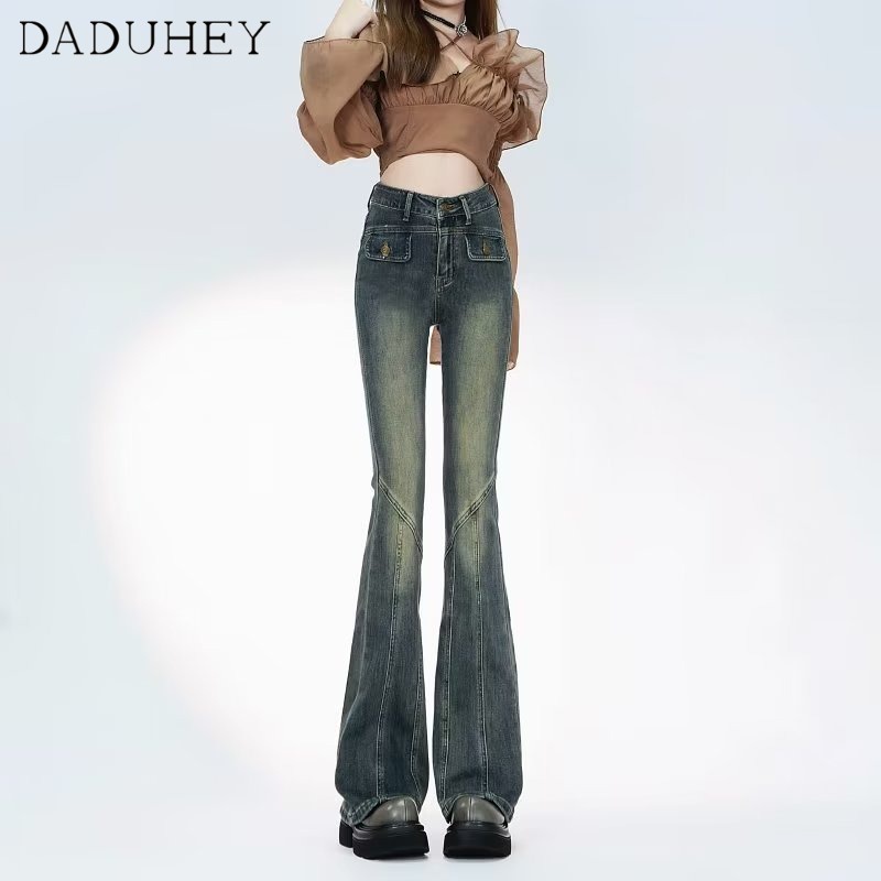 Ảnh Quần jeans DADUHEY ống rộng lưng cao phong cách đường phố Mỹ cổ điển thời trang cao cấp 2