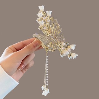 Lily of the valley Kẹp Tóc Hình Hoa Tua Rua Đính Đá Ngọc Trai Giả Thanh Lịch Khí Chất