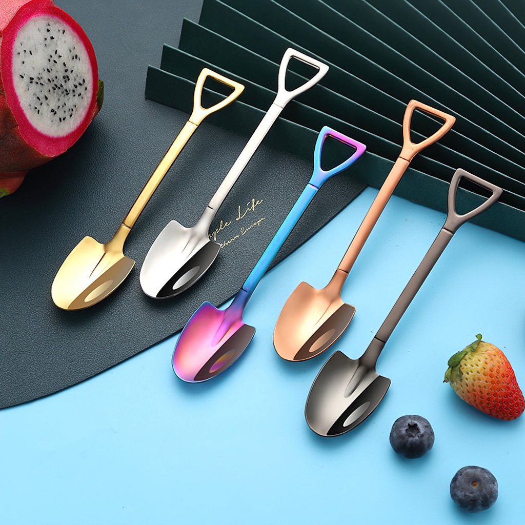 Giá sỉ - Muỗng hình xẻng xúc thức ăn bằng thép không gỉ sáng tạo, ăn bánh bằng inox bền đẹp nhỏ xinh - FETA