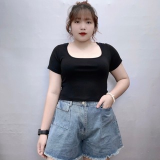 Quần jean rách Nhỏ Clothing bigsize nữ lưng cao dáng chữ A không co giãn, Quần short bò nữ 58-93kg trẻ trung  J3