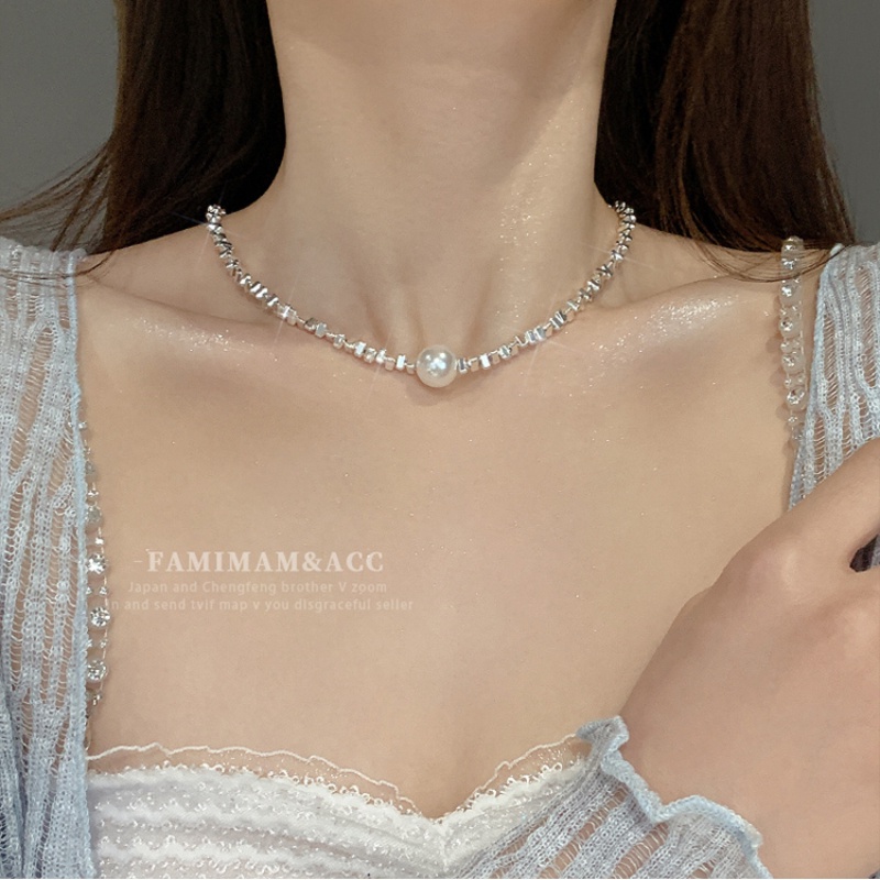Vòng cổ ngọc trai Pháp thiết kế theo xu hướng Hàn Quốc, phụ kiện thời trang cho nữ