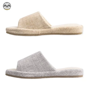 Dép hở ngón màu trơn phong cách Nhật Bản Muji, vải lanh cotton, đế chống thấm nước