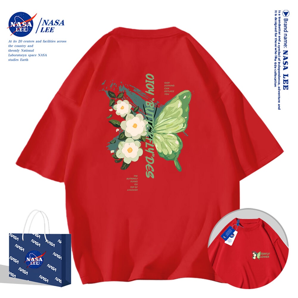 Nasa Áo Thun cotton nam nữ dáng rộng mùa hè 2024 phong cách