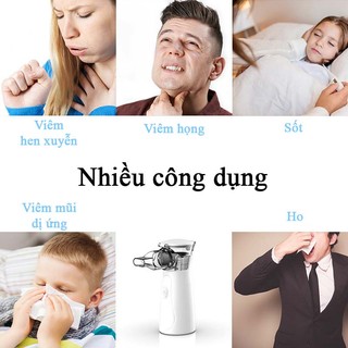 Có PIN sạc - Máy Xông Mũi Họng Khí Dung Đa Năng Cầm Tay Nhỏ Gọn Nebulizer 2in1 Cho Bé Và Người Lớn