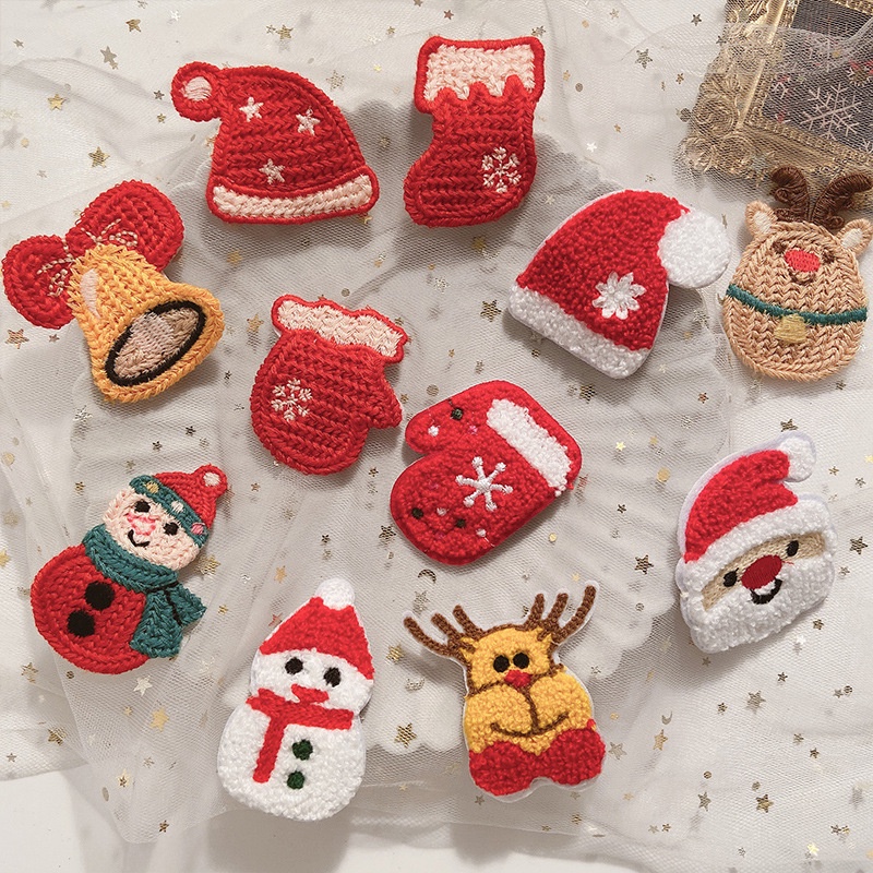 Kẹp Tóc Đan Len Hình Ông Già Noel / Người Tuyết / Tuần Lộc Giáng Sinh / Năm Mới Cho Bé Gái