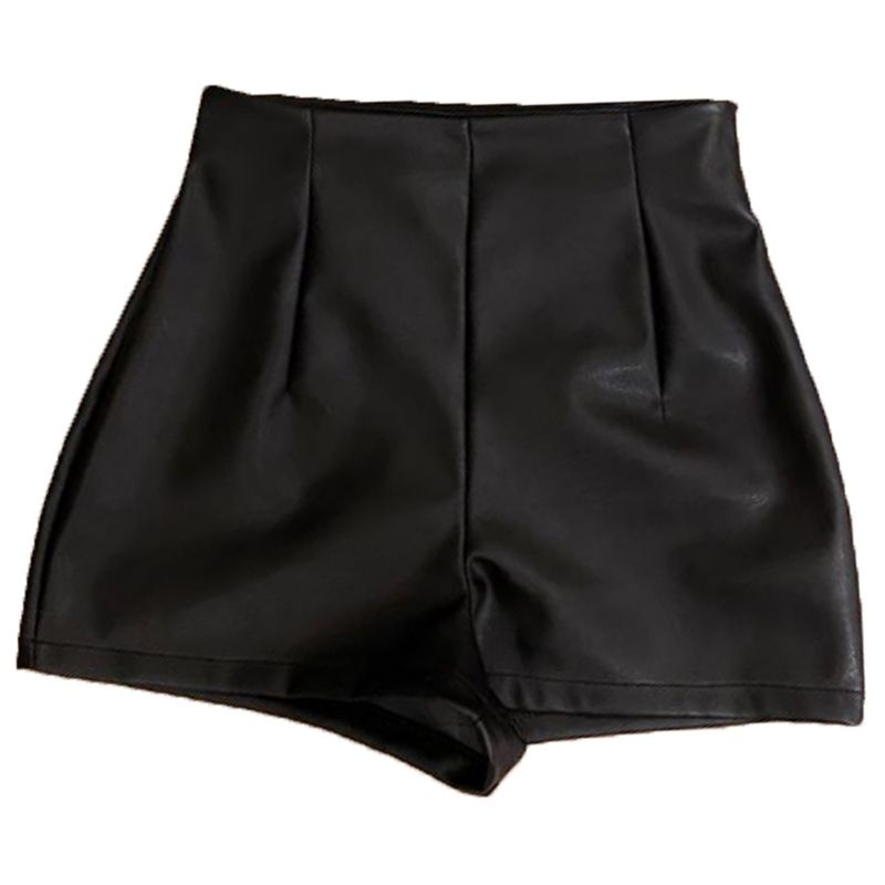 Quần Short Legging Da PU Lưng Cao Ống Rộng Cỡ Lớn Thời Trang Thu Đông Cho Nữ