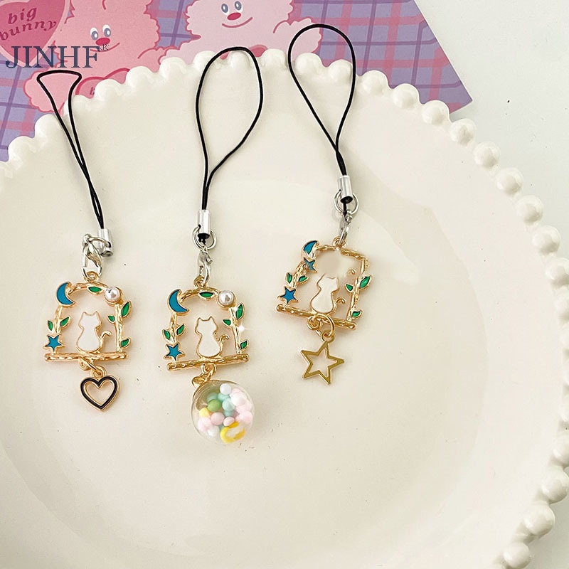 JINHF Hoa Dễ Thương Dây Điện Thoại Móc Khóa Mặt Dây Chuyền Vỏ Điện Thoại Dây Đeo Nữ Cô Gái Điện Thoại Trang Sức Chống Mất Dây Móc Khóa HOT